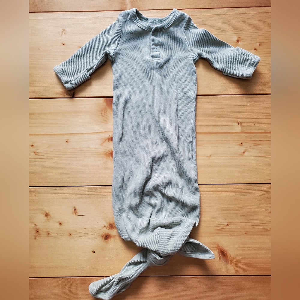 Sage Organic Cotton Ribbed Knot Gown